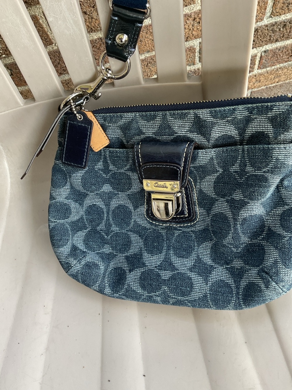 Coach Denim POPPY SWINGPACK Shoulder Bag in Dark Blue with Black #46905